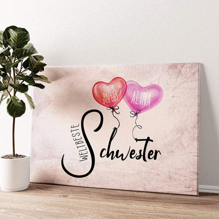 Leinwandbild personalisiert Weltbeste Schwester