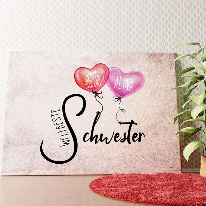 Weltbeste Schwester Wandbild personalisiert