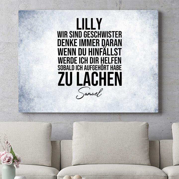 Personalisiertes Wandbild Geschwisterliebe