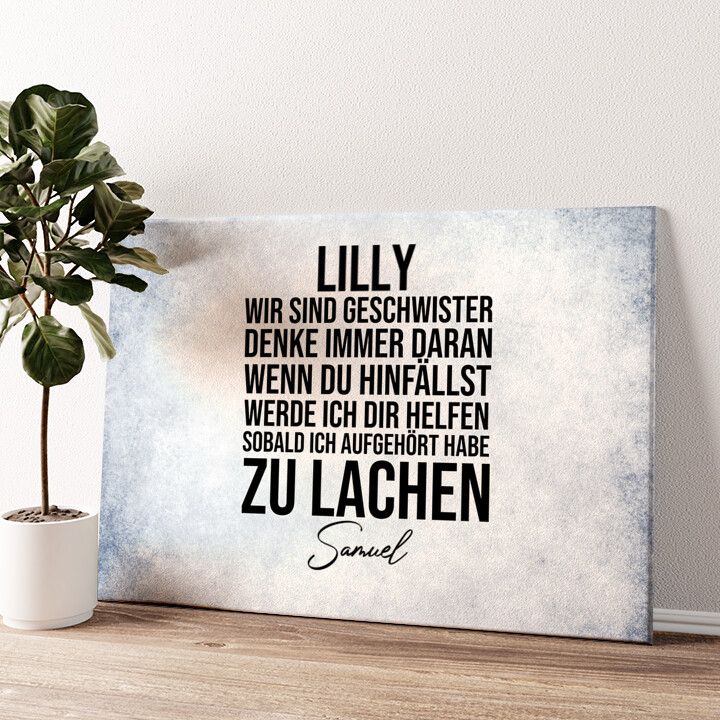 Leinwandbild personalisiert Geschwisterliebe
