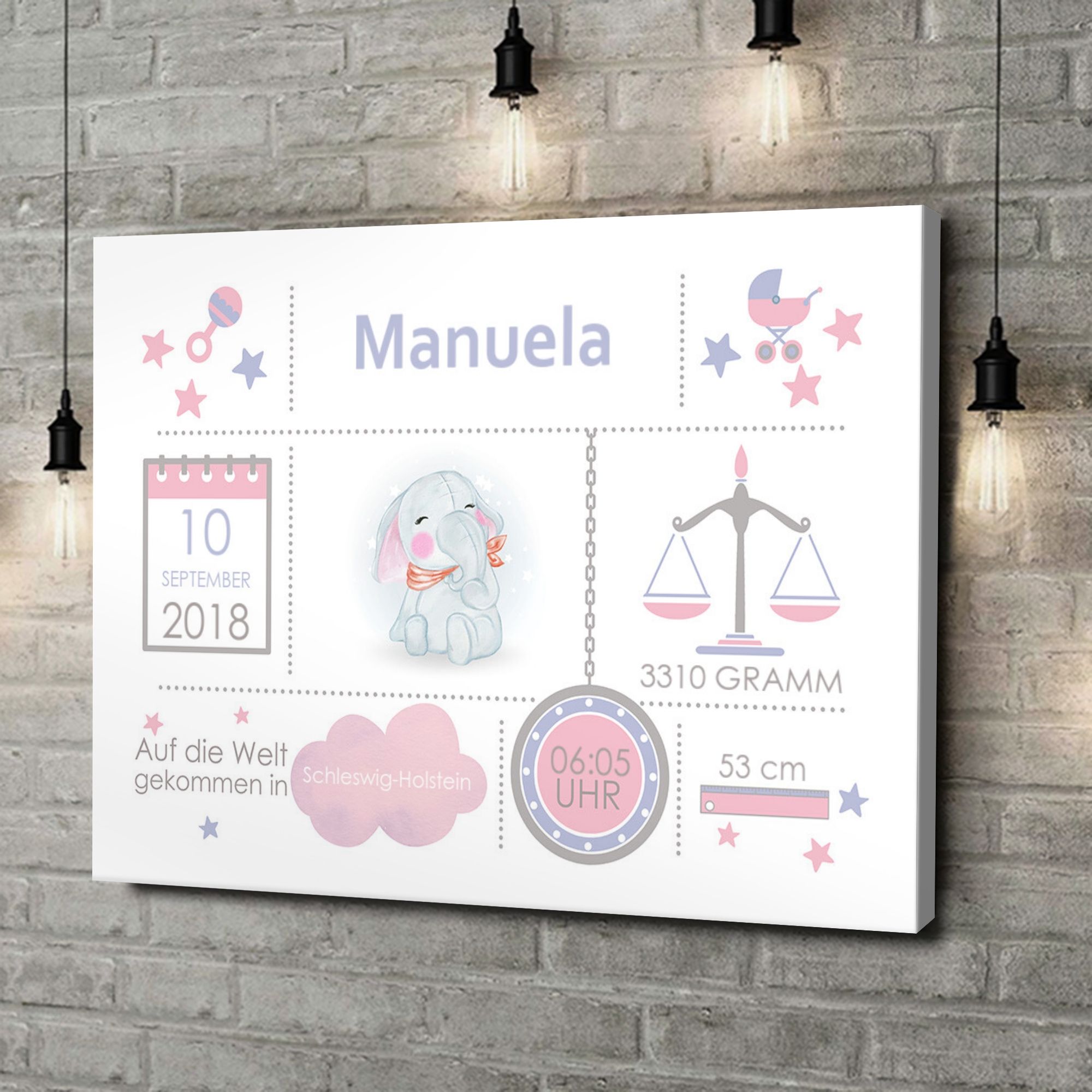 Liebesleinwand als Geschenk Baby Leinwand Elefant