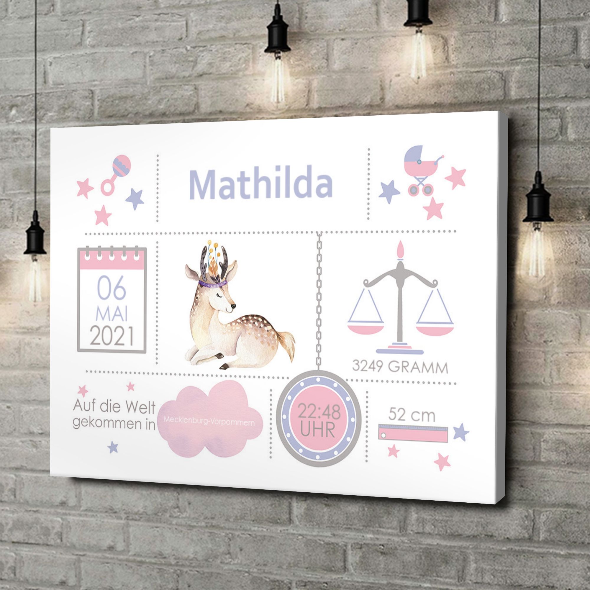 Liebesleinwand als Geschenk Baby Leinwand Rehkitz