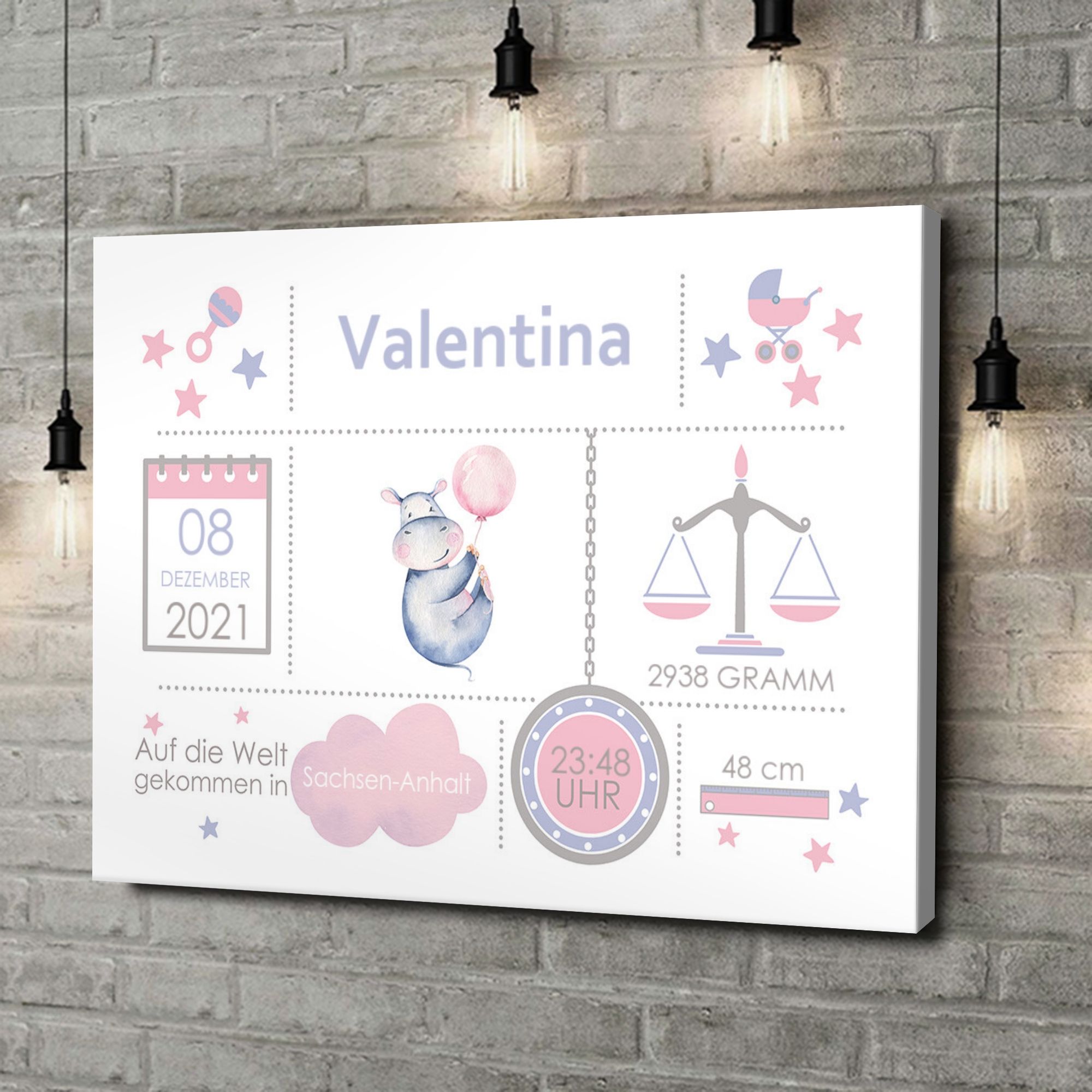 Liebesleinwand als Geschenk Baby Leinwand Nilpferd