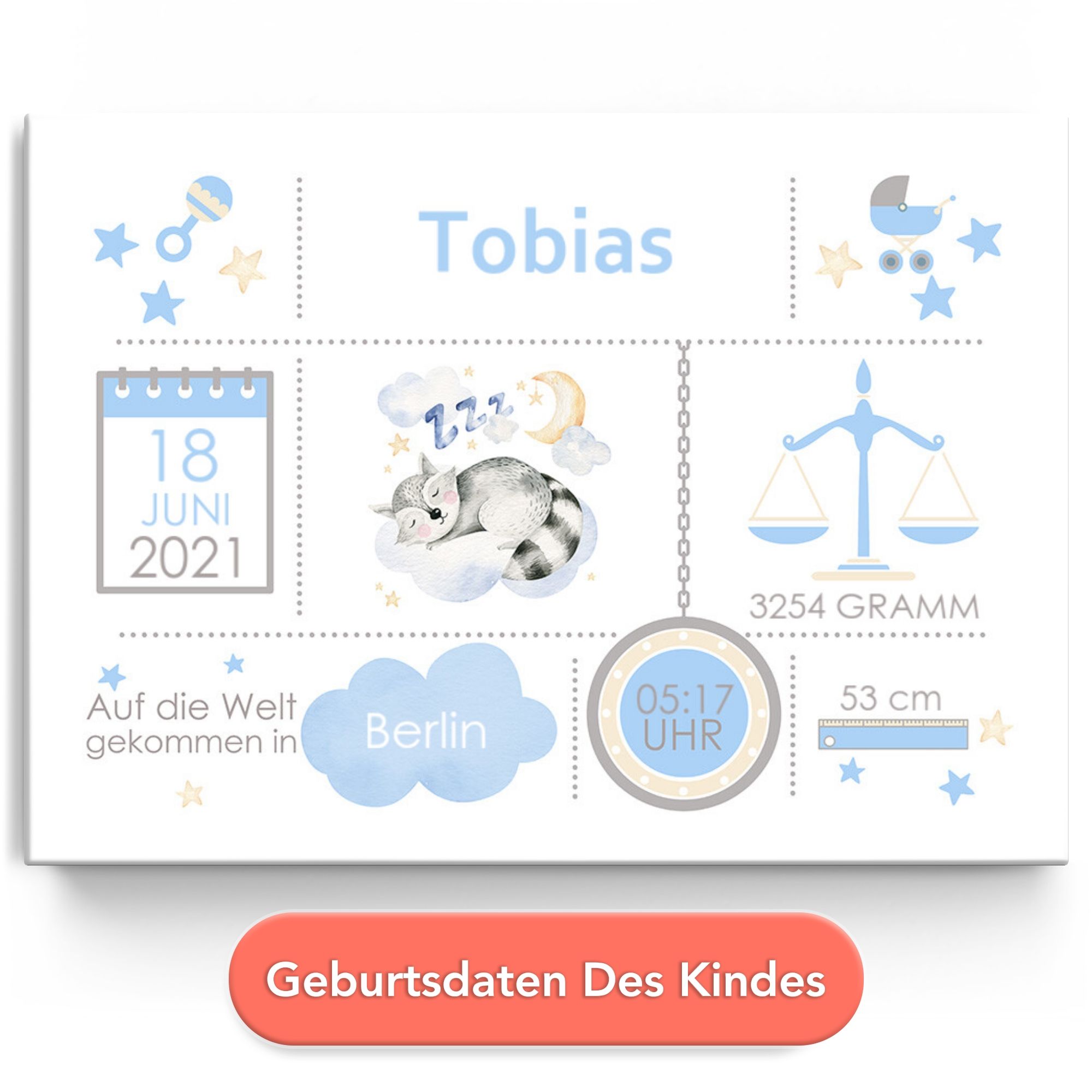 Baby Leinwand Waschbär
