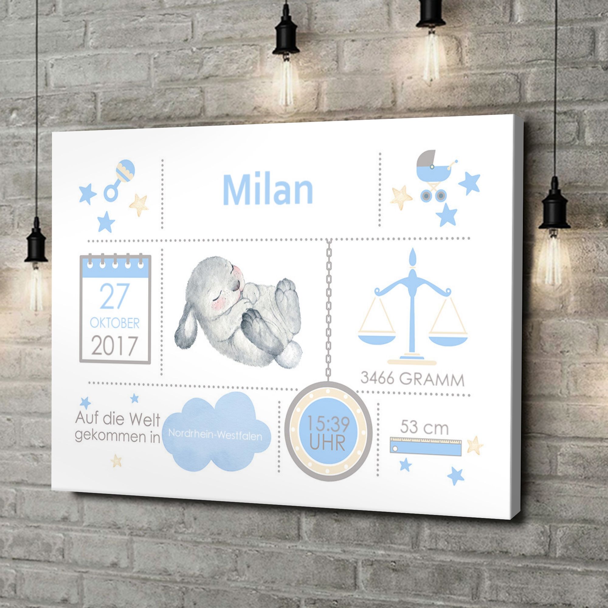 Liebesleinwand als Geschenk Baby Leinwand Hase schläft