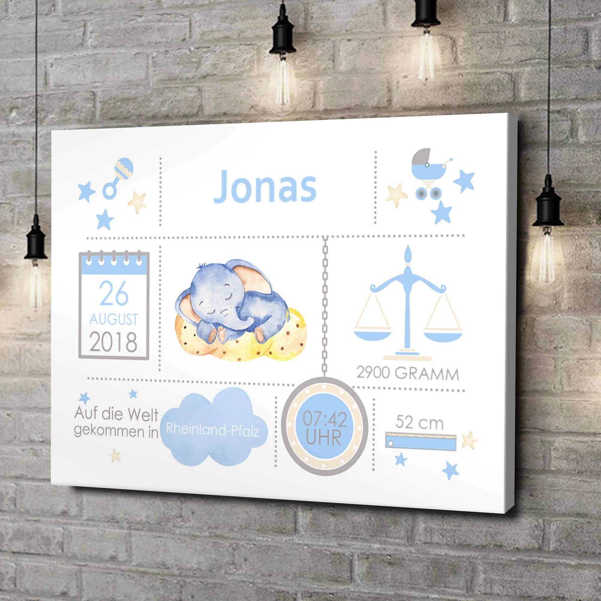 Liebesleinwand als Geschenk Baby Leinwand Elefant träumt