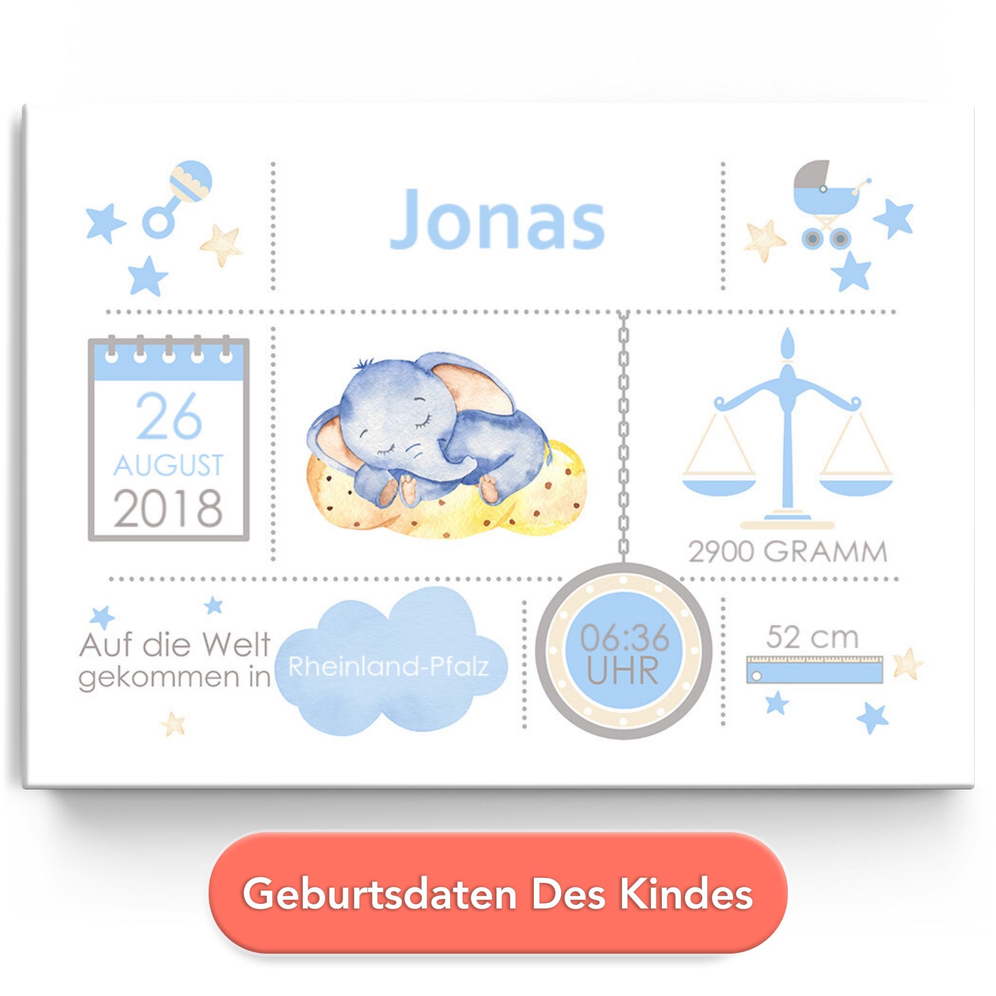 Baby Leinwand Elefant träumt