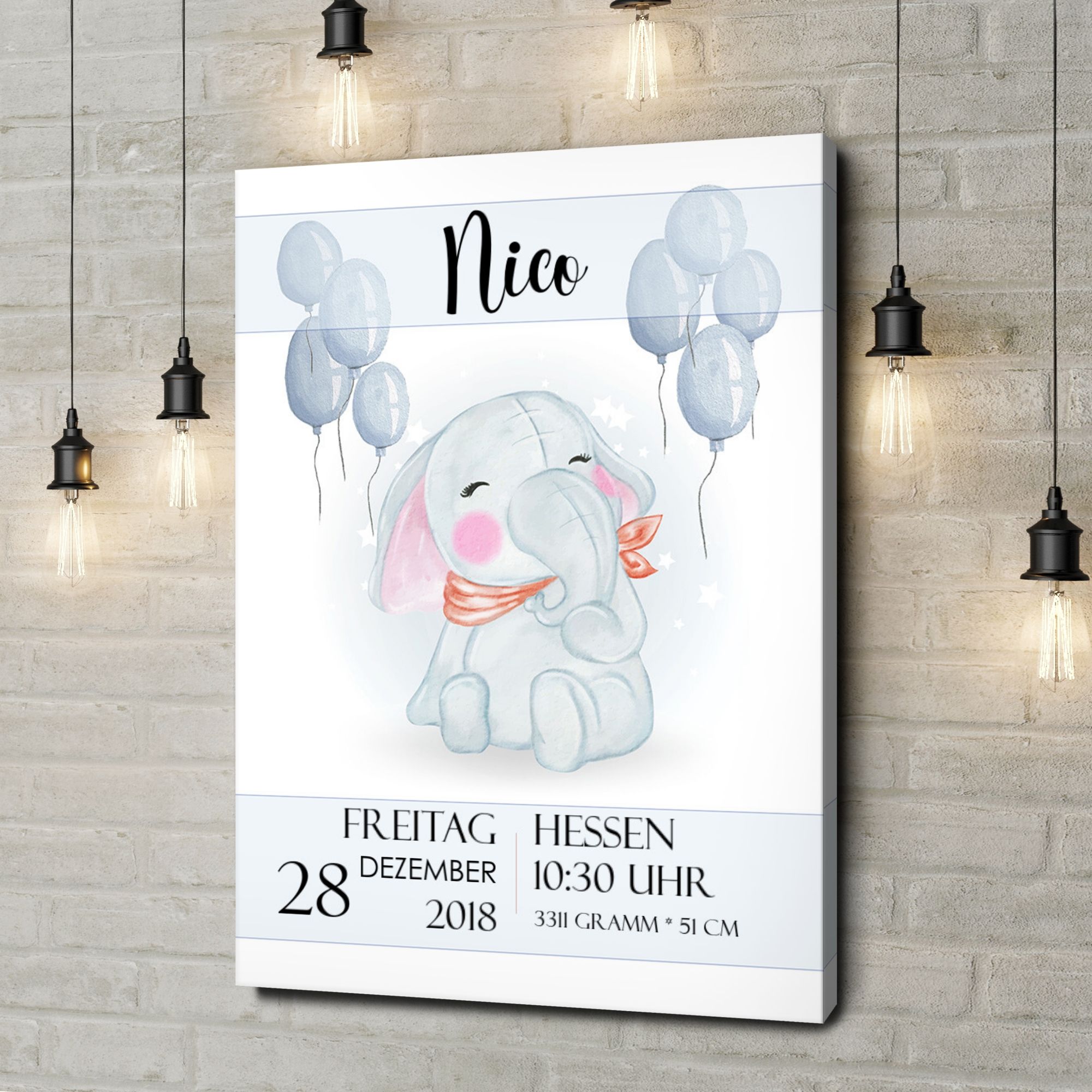 Liebesleinwand als Geschenk Leinwand zur Geburt Elefant