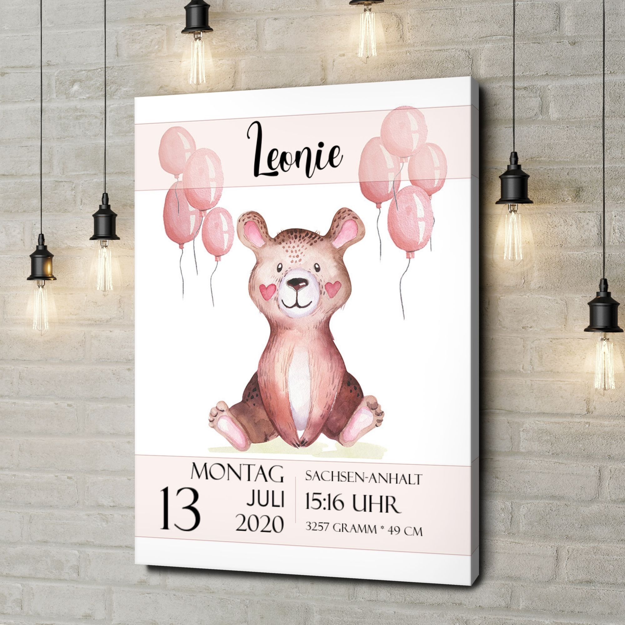 Liebesleinwand als Geschenk Leinwand zur Geburt Teddybär