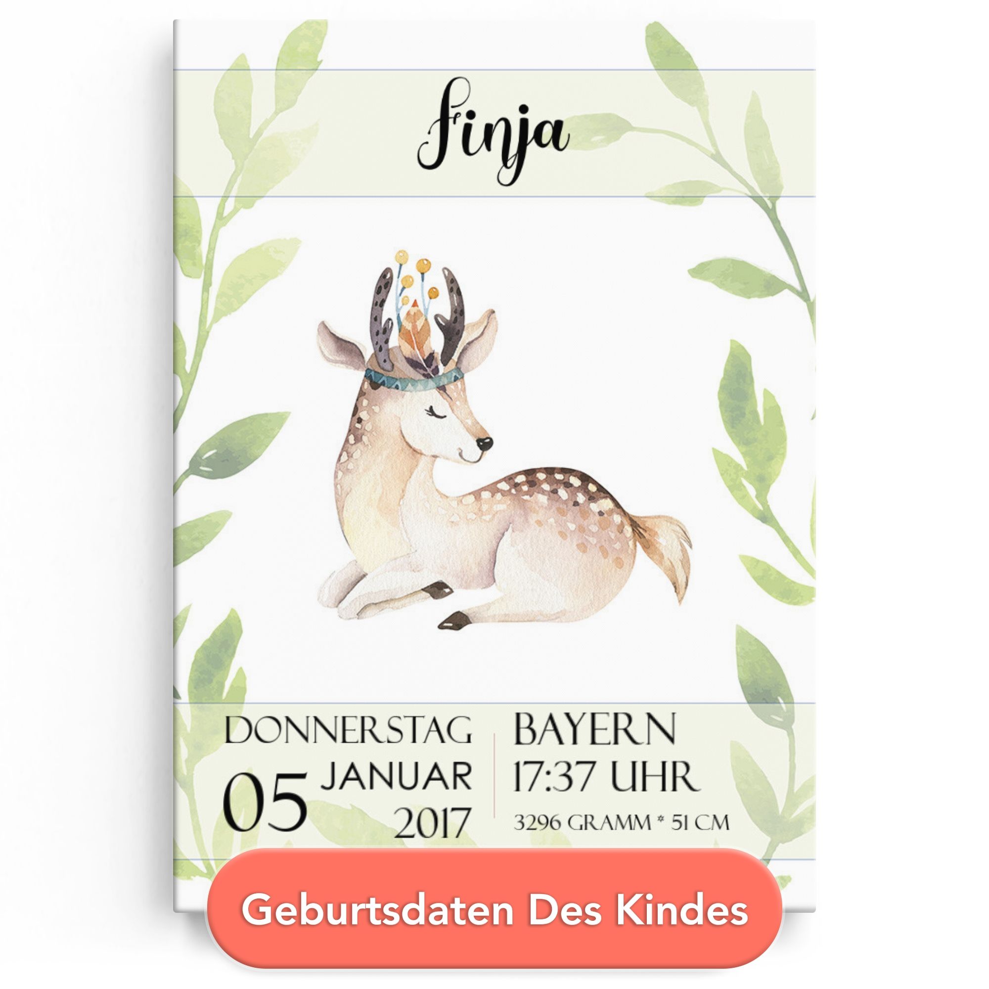 Leinwand zur Geburt Rehkitz