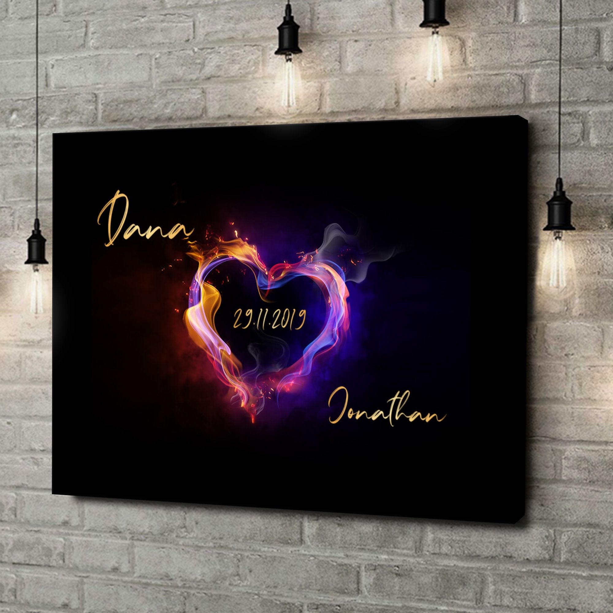 Liebesleinwand als Geschenk Burning Hearts