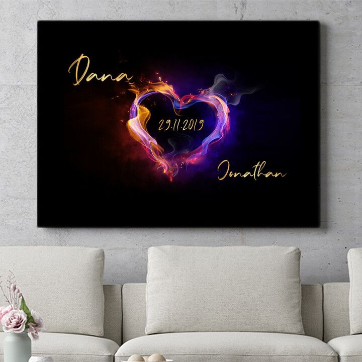 Personalisiertes Wandbild Burning Hearts