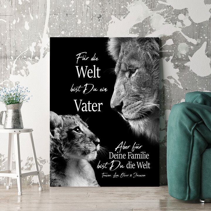 Personalisiertes Wandbild Löwenvater