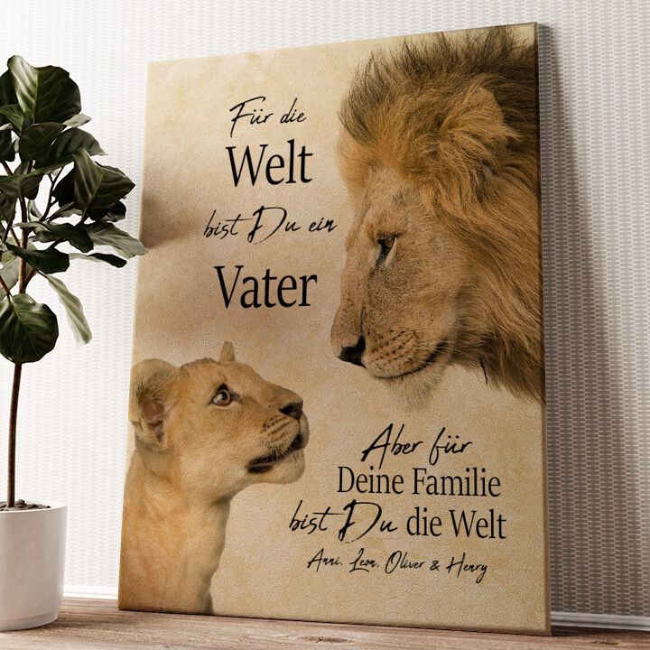 Leinwandbild personalisiert Löwenvater 2