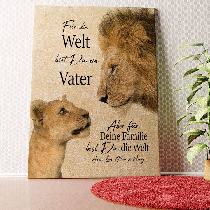 Löwenvater 2 Wandbild personalisiert