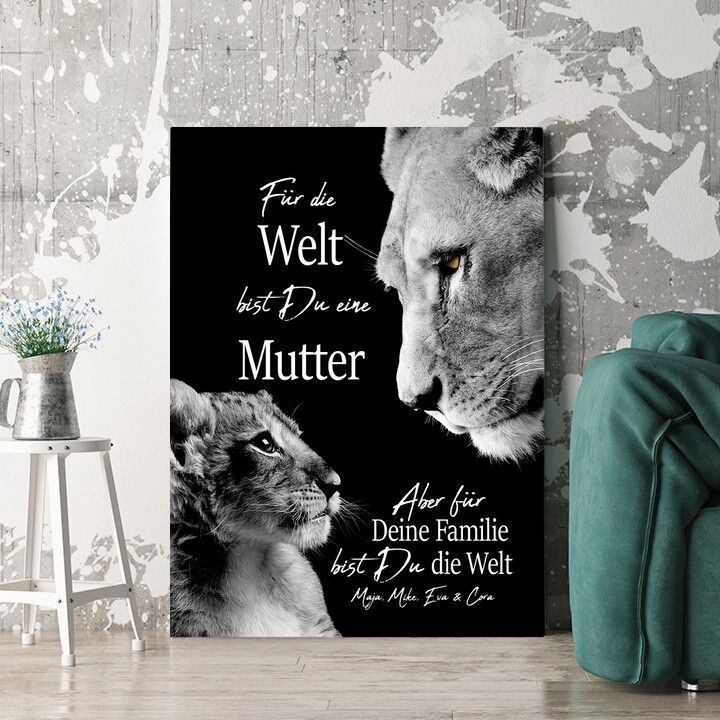 Personalisiertes Wandbild Löwenmutter