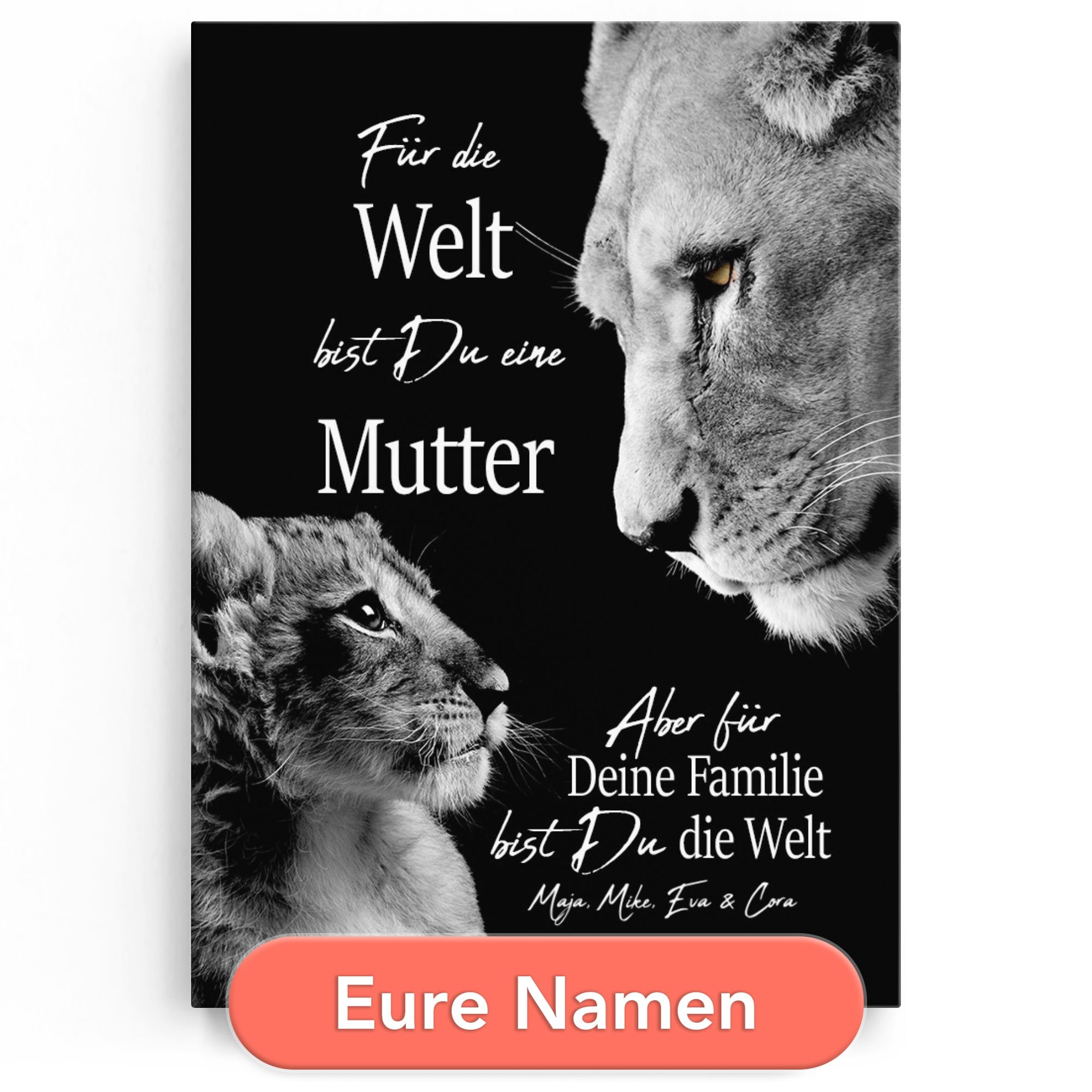 Personalisiertes Leinwandbild Löwenmutter