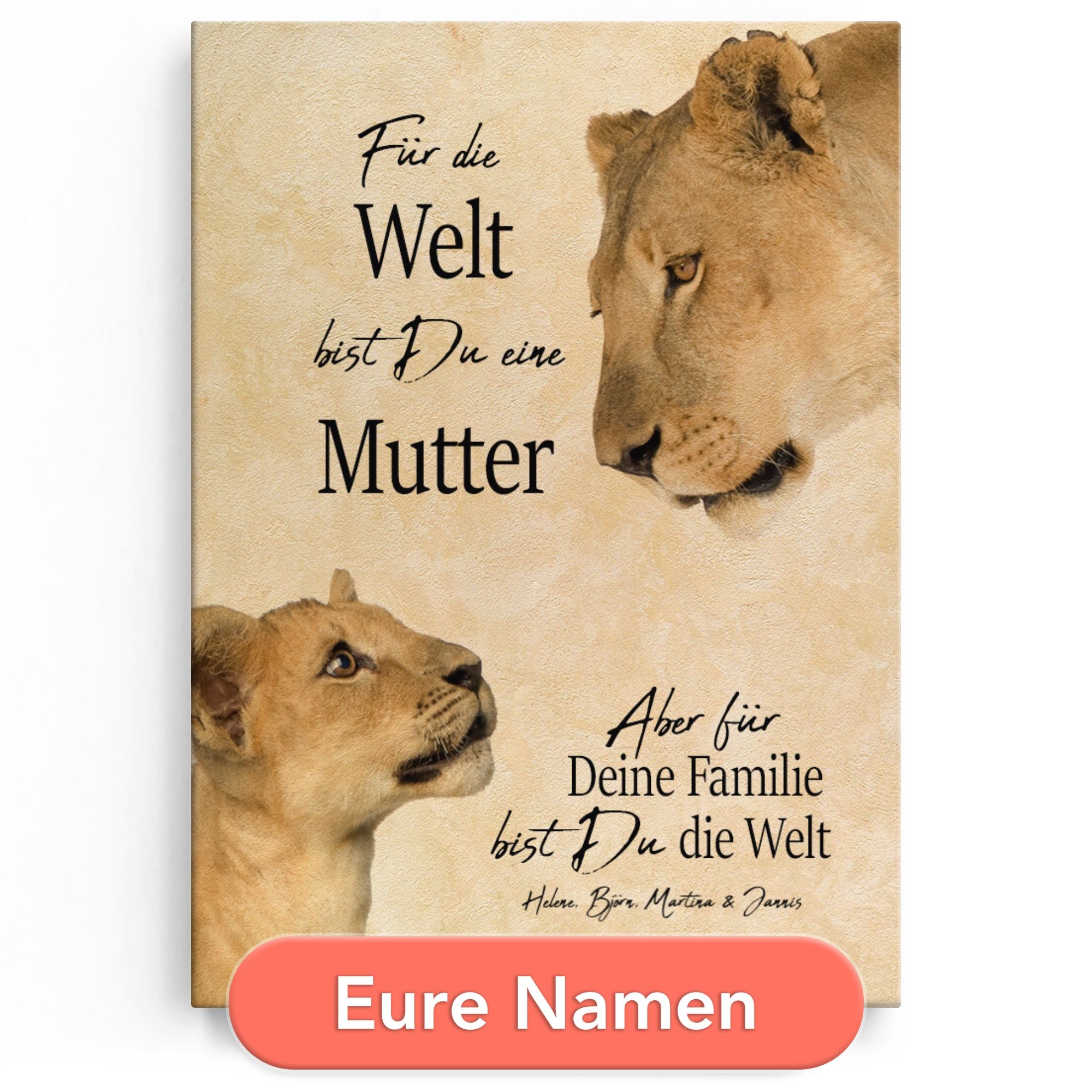 Personalisiertes Leinwandbild Löwenmutter 2