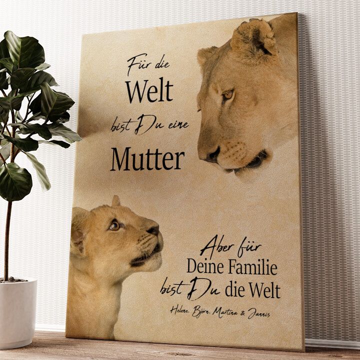 Leinwandbild personalisiert Löwenmutter 2