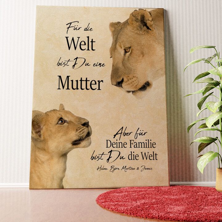 Löwenmutter 2 Wandbild personalisiert
