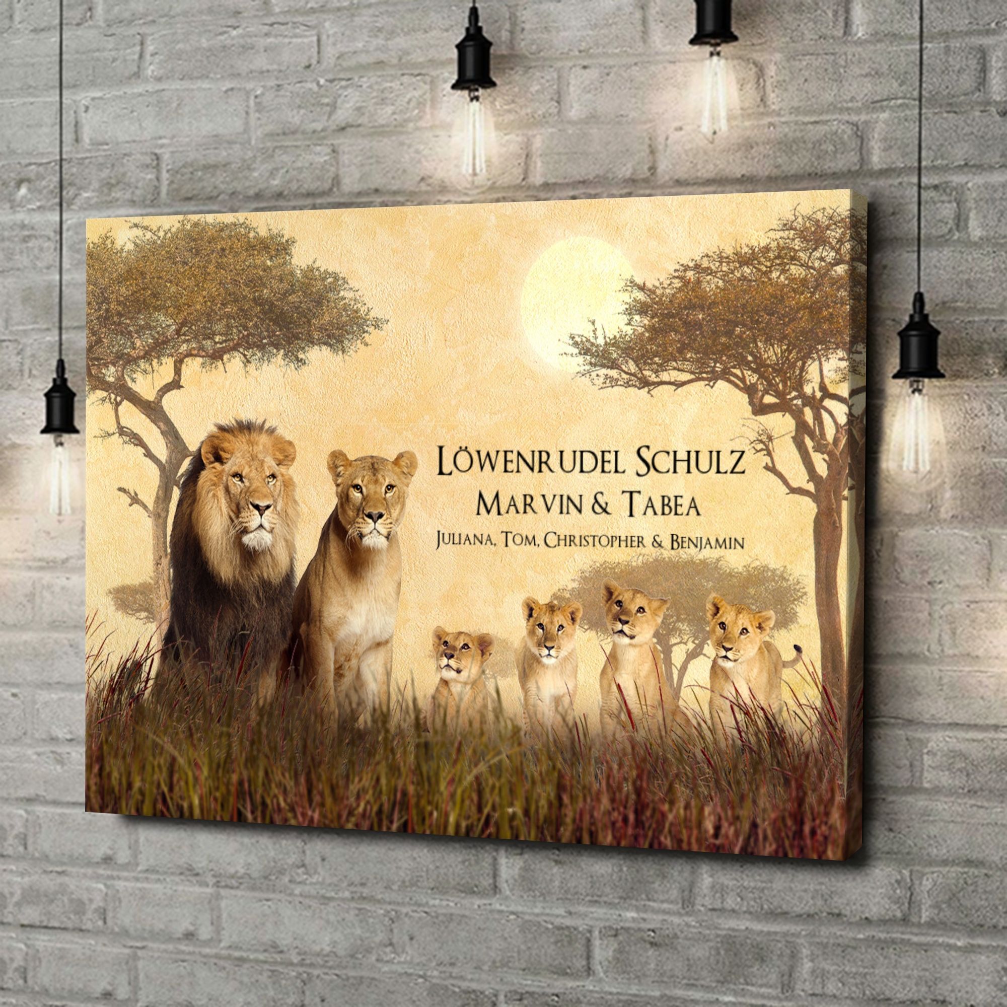 Liebesleinwand als Geschenk Löwenfamilie