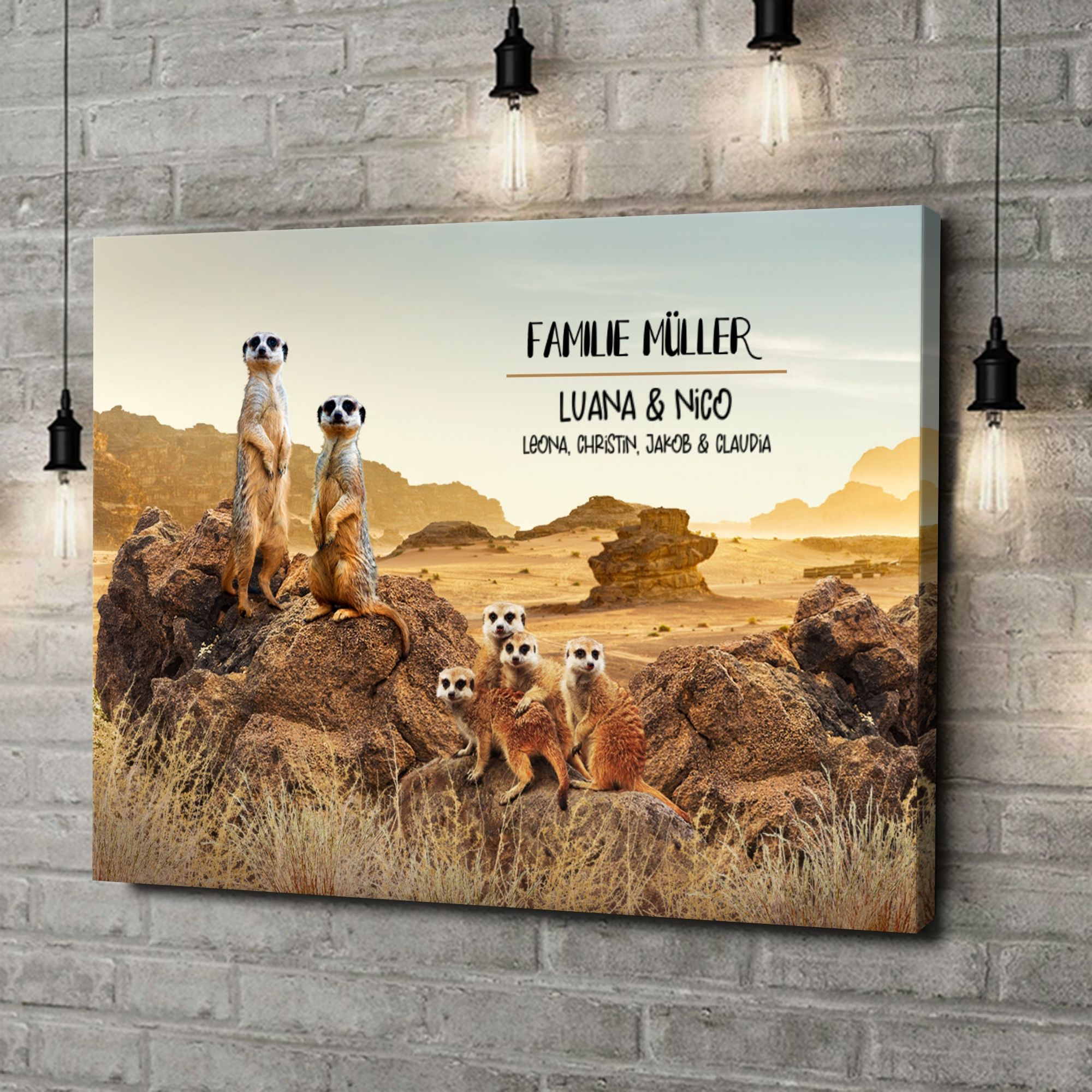 Liebesleinwand als Geschenk Erdmännchen-Familie