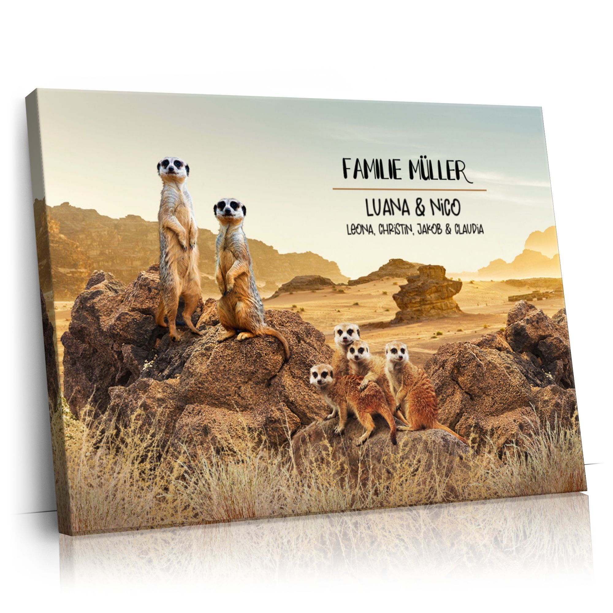 Personalisierbares Geschenk Erdmännchen-Familie