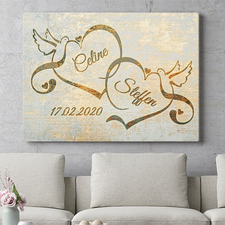 Personalisiertes Wandbild Liebesvögel