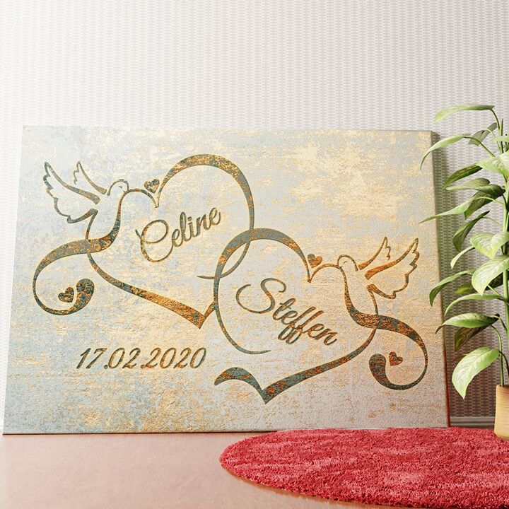 Liebesvögel Wandbild personalisiert