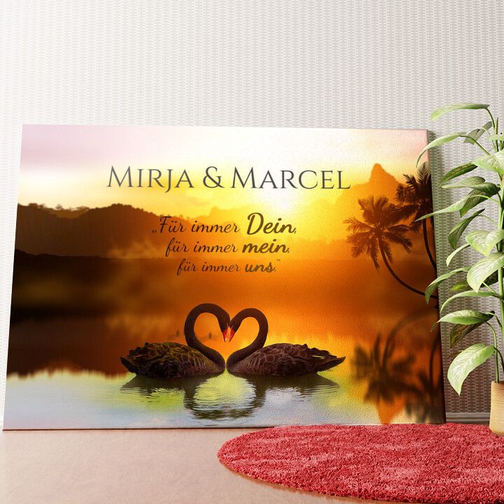 Love Swans Wandbild personalisiert