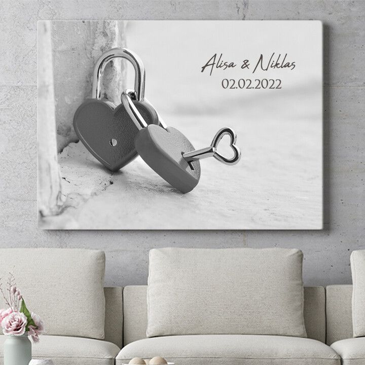 Personalisiertes Wandbild Verbundene Herzen