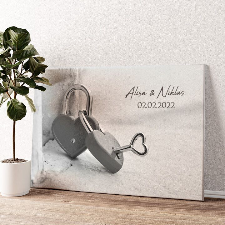 Leinwandbild personalisiert Verbundene Herzen