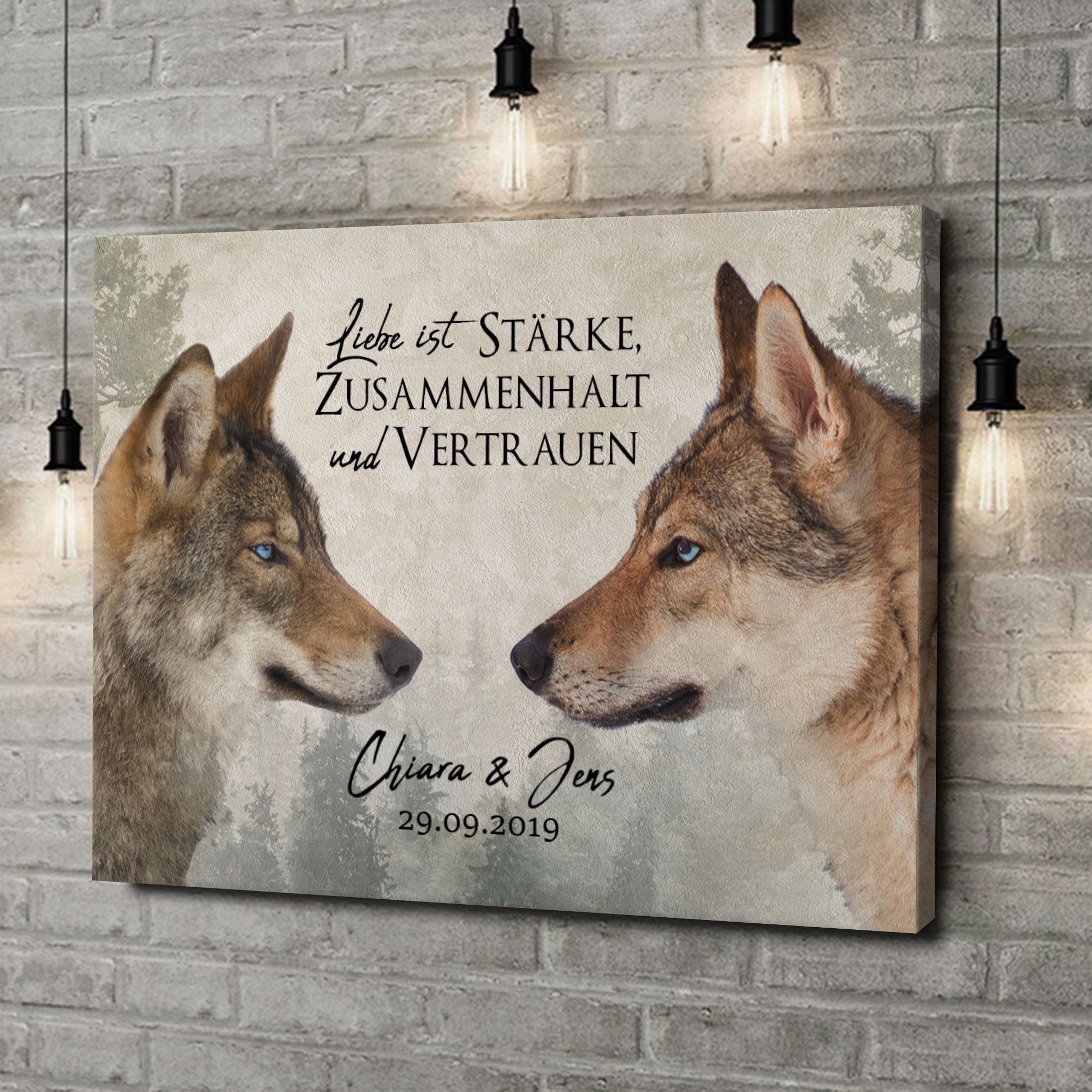 Liebesleinwand als Geschenk Wolf Love