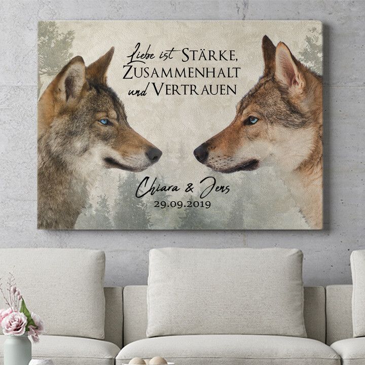 Personalisiertes Wandbild Wolf Love