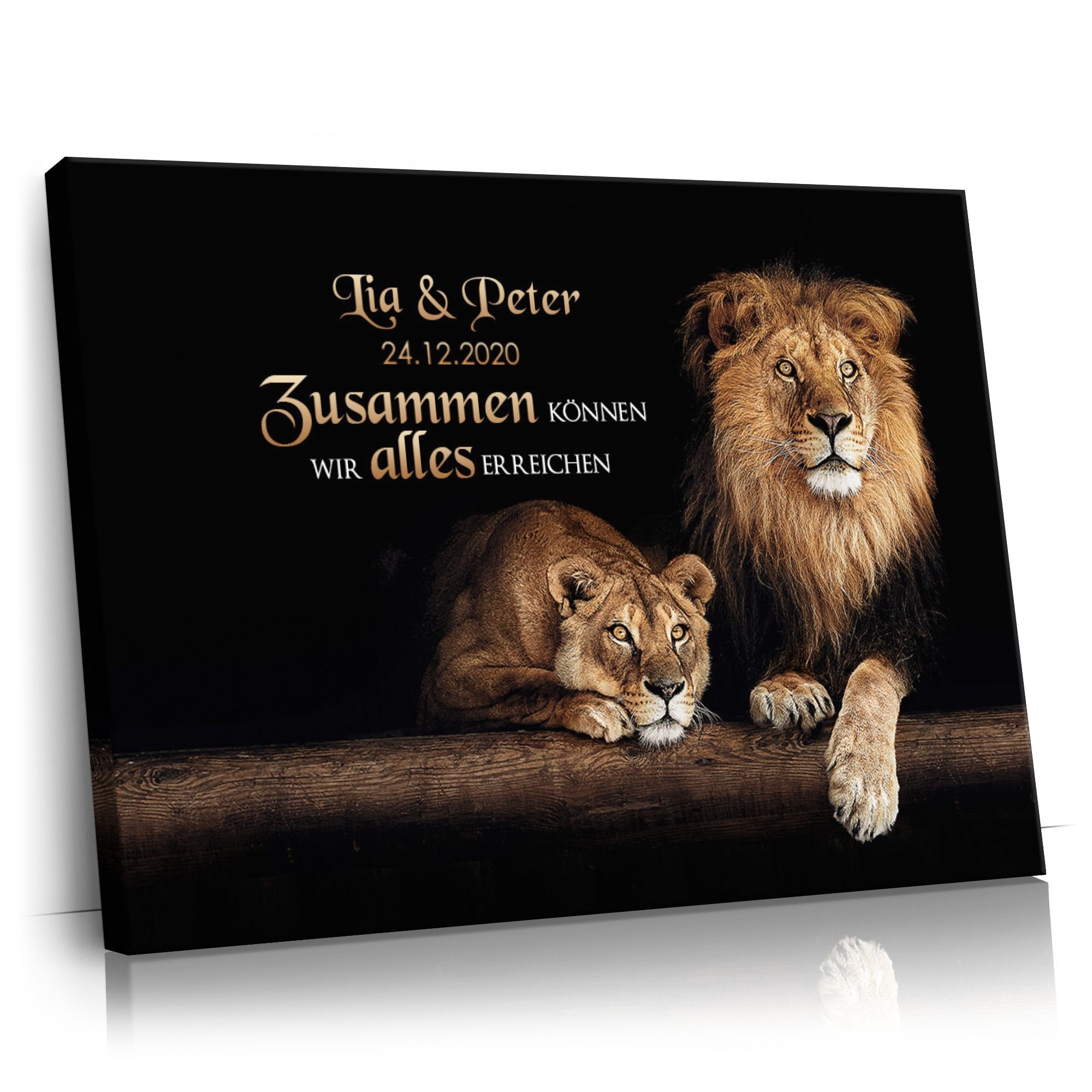 Personalisierbares Geschenk Löwenpaar