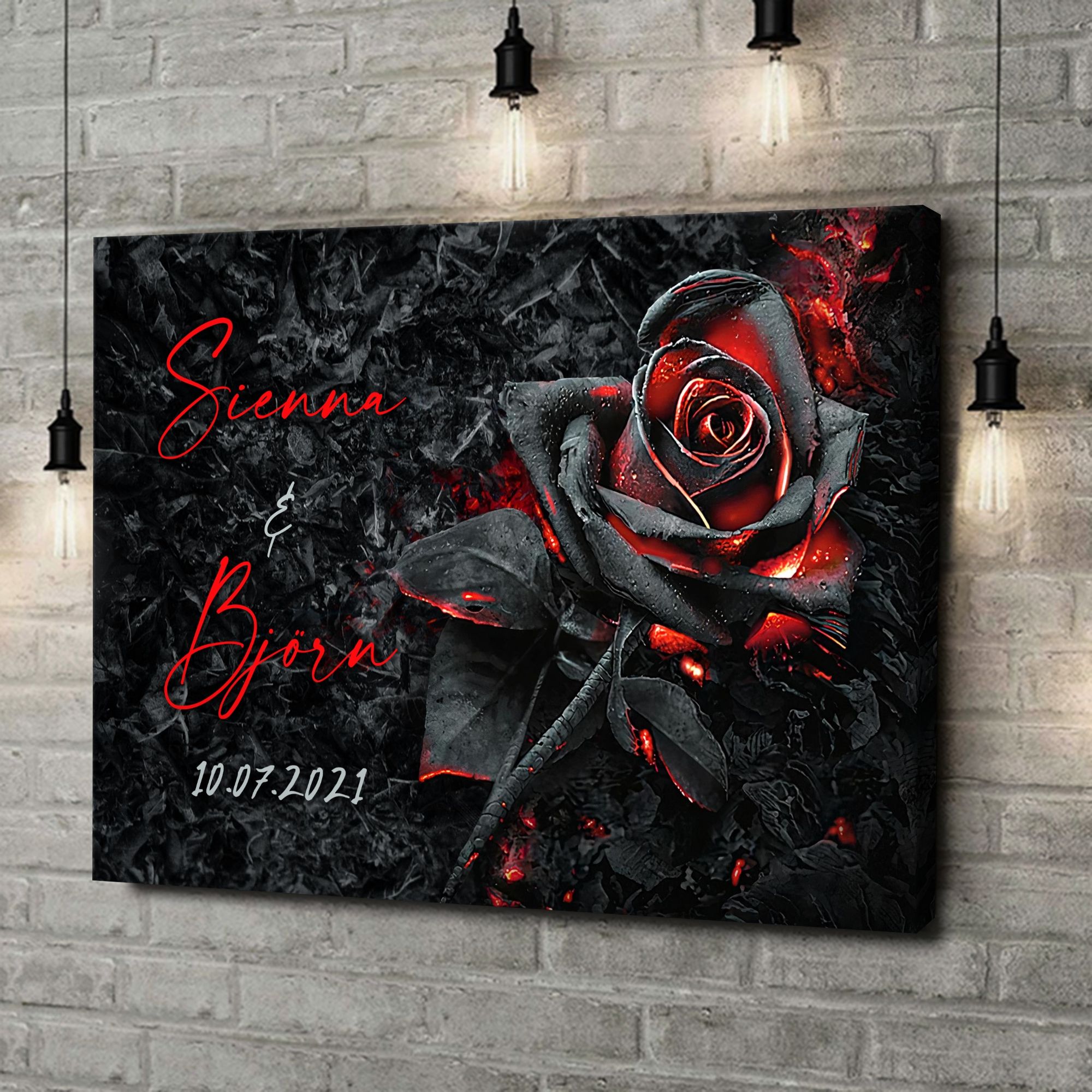 Liebesleinwand als Geschenk Glühende Rose