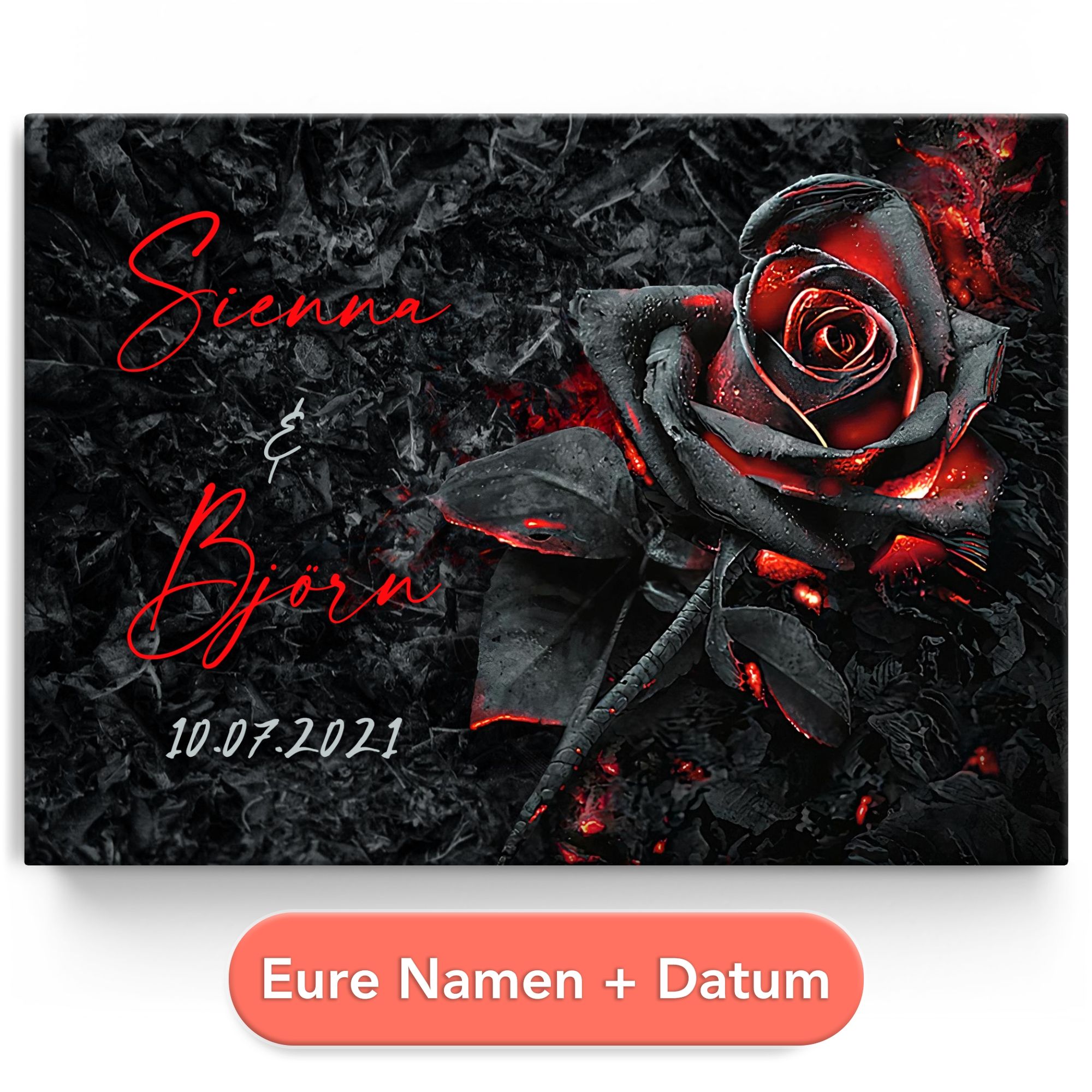 Personalisiertes Leinwandbild Glühende Rose