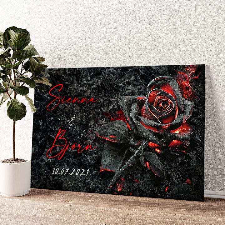 Leinwandbild personalisiert Glühende Rose