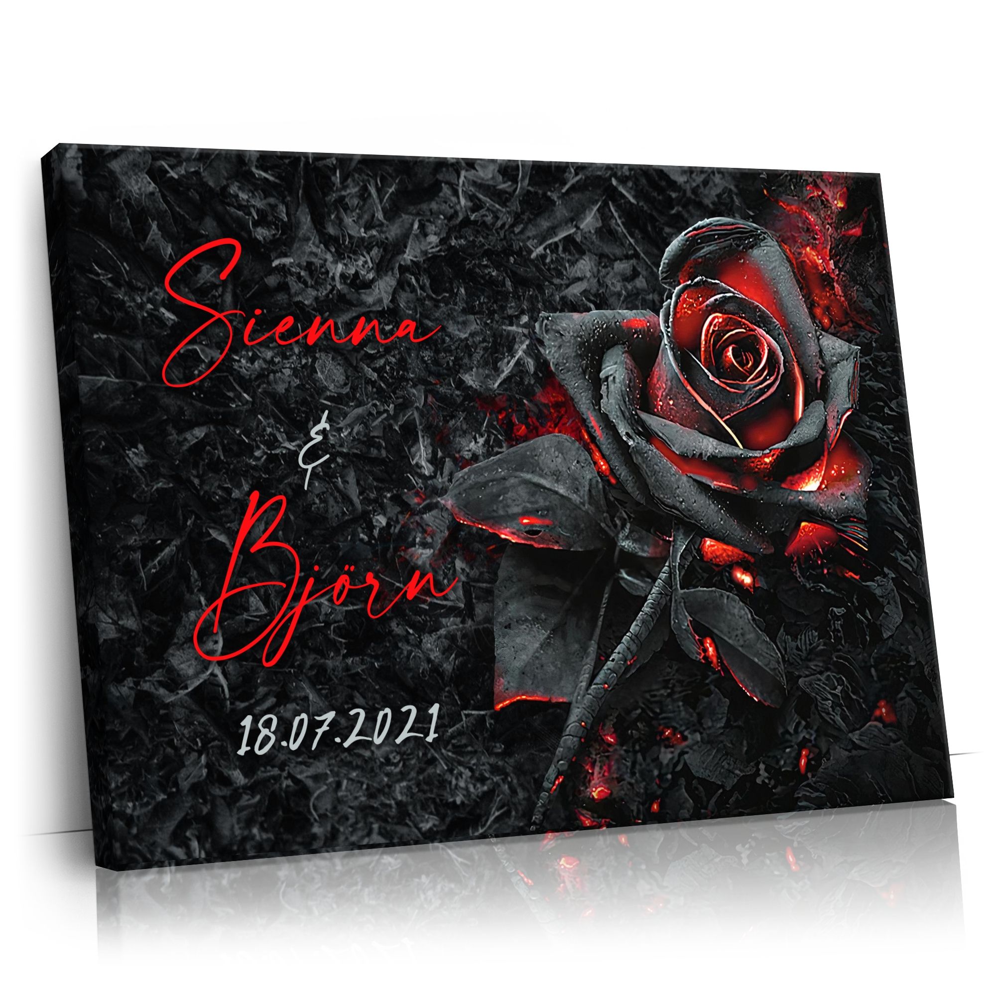 Personalisierbares Geschenk Glühende Rose