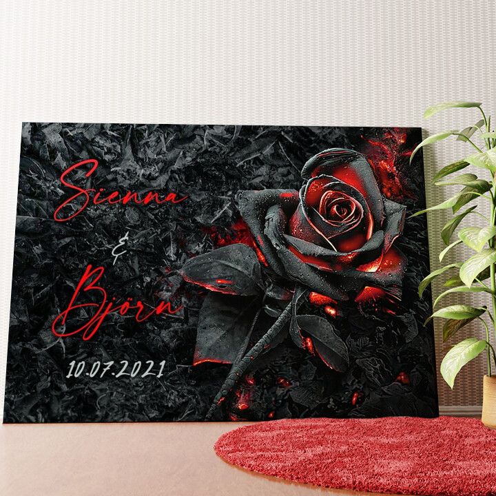 Glühende Rose Wandbild personalisiert