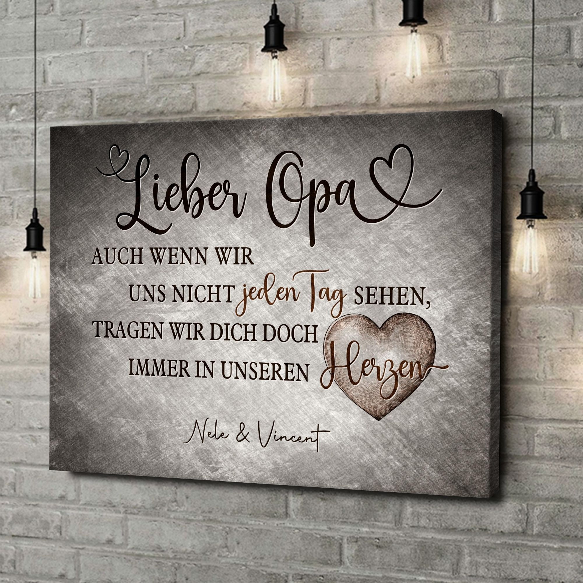 Liebesleinwand als Geschenk Opa immer im Herzen