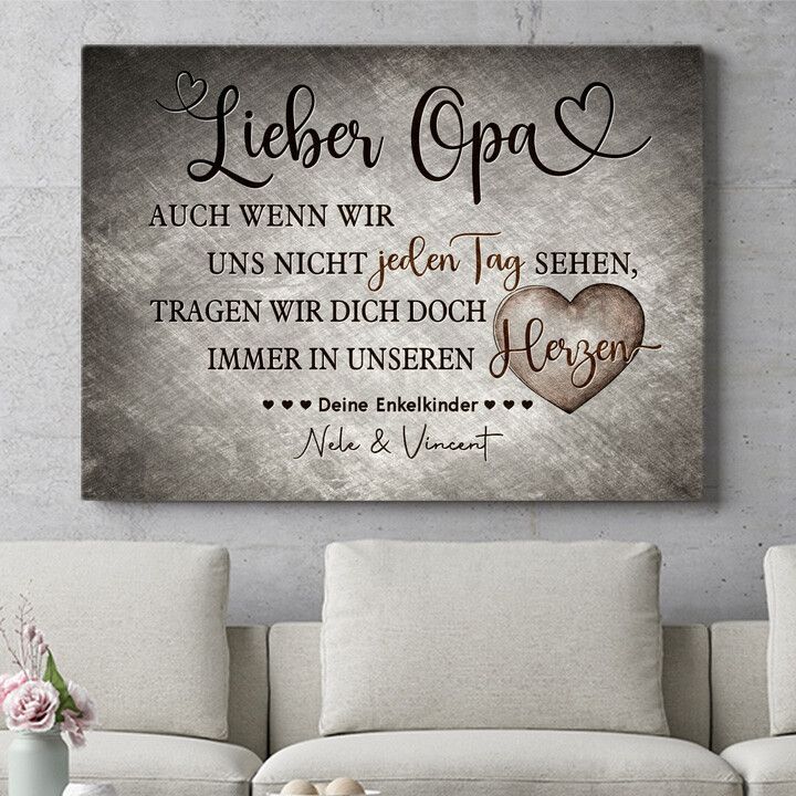 Personalisiertes Wandbild Opa immer im Herzen