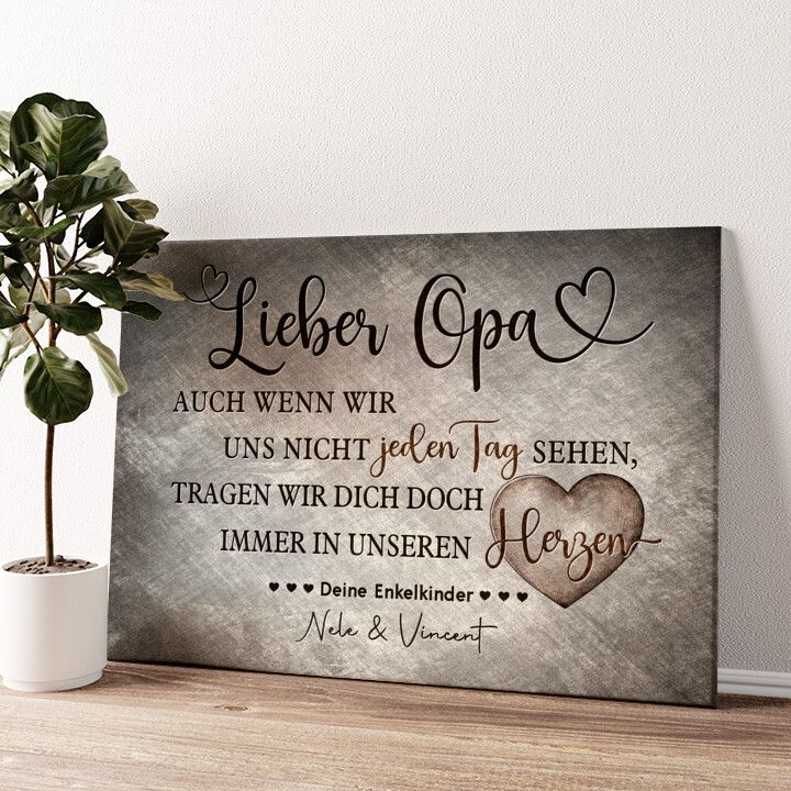 Leinwandbild personalisiert Opa immer im Herzen