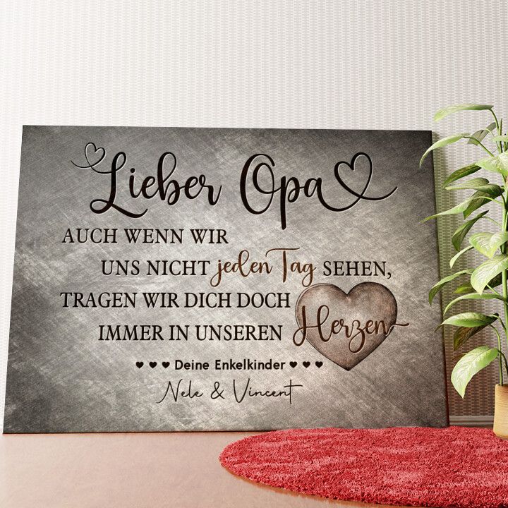 Opa immer im Herzen Wandbild personalisiert