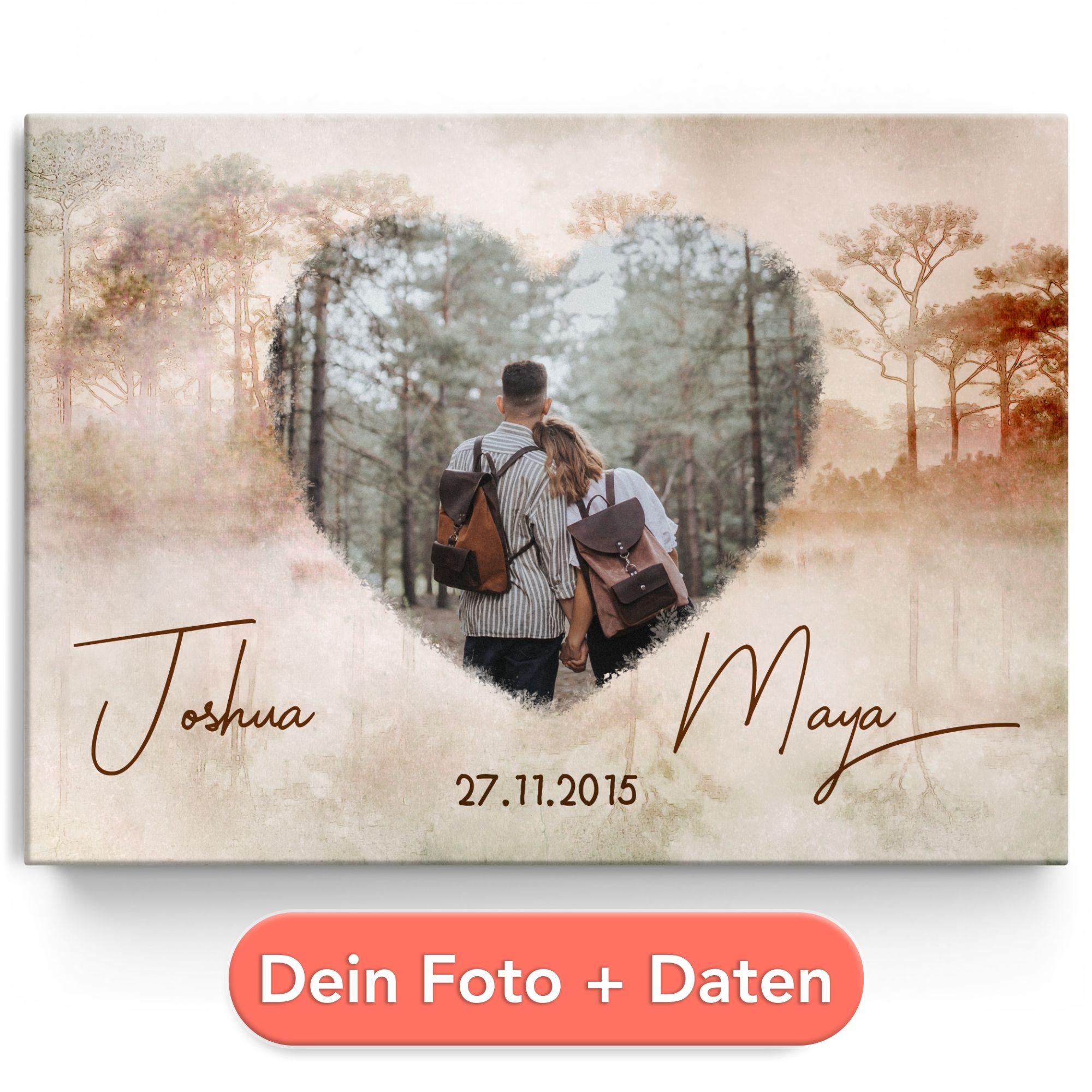 Personalisiertes Leinwandbild Liebe wie im Traum