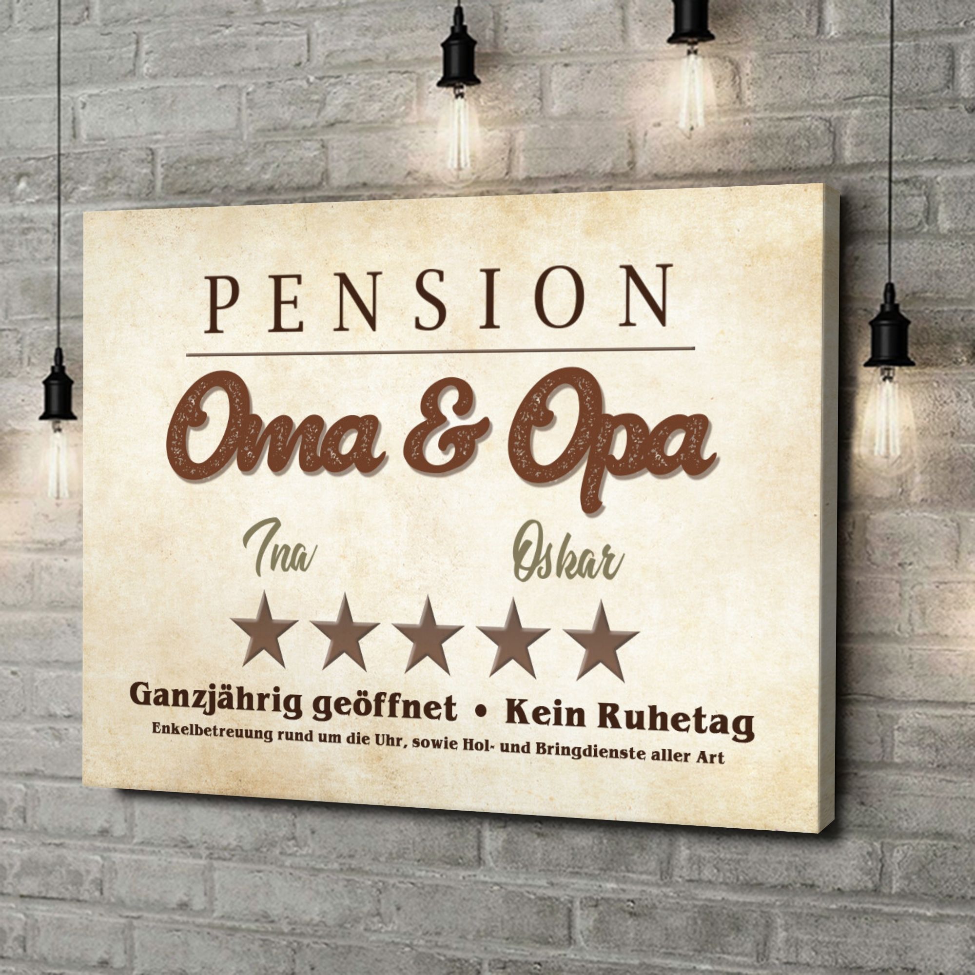 Liebesleinwand als Geschenk Pension Oma & Opa