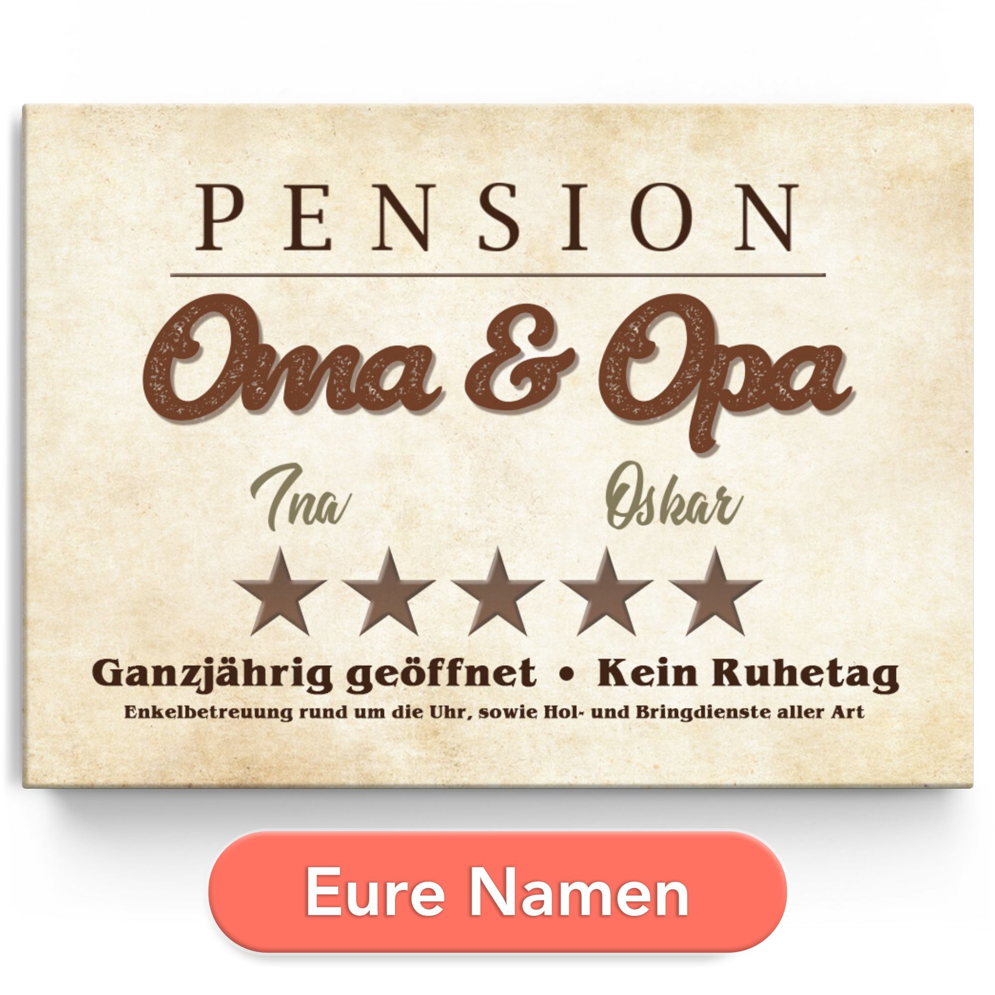 Personalisiertes Leinwandbild Pension Oma & Opa