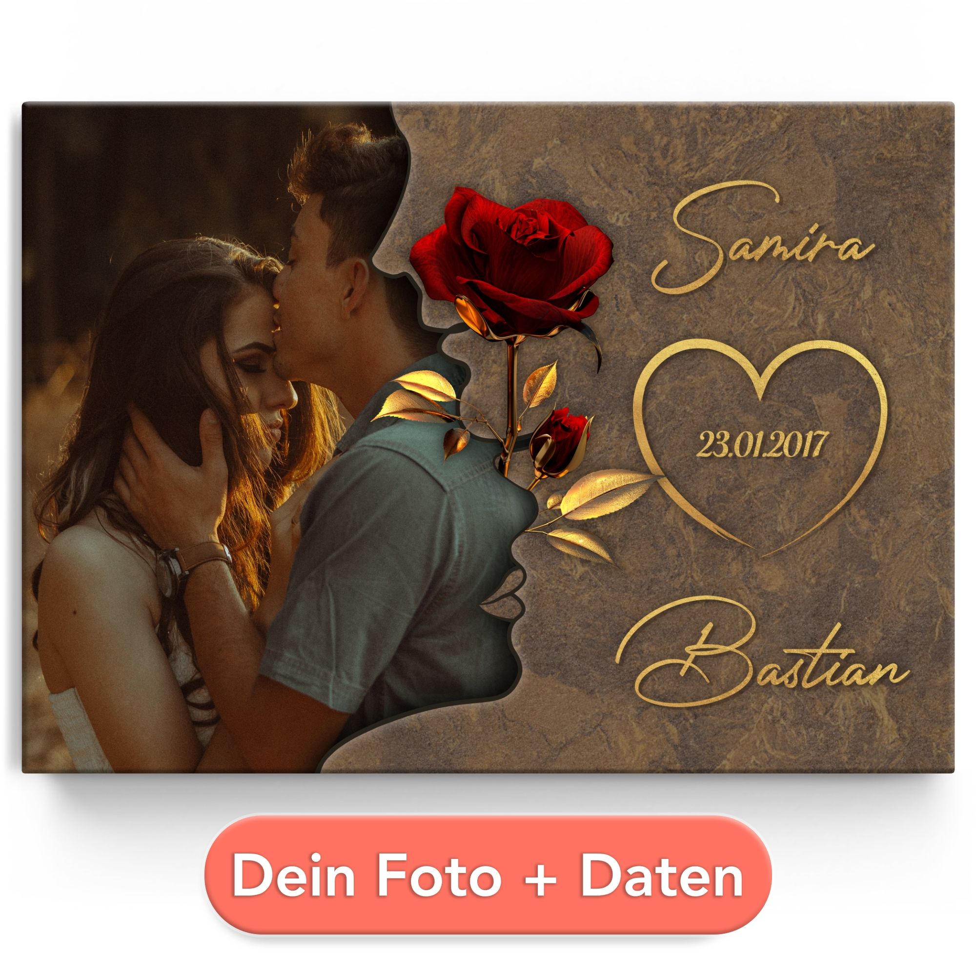 Personalisiertes Leinwandbild Liebesgeflüster
