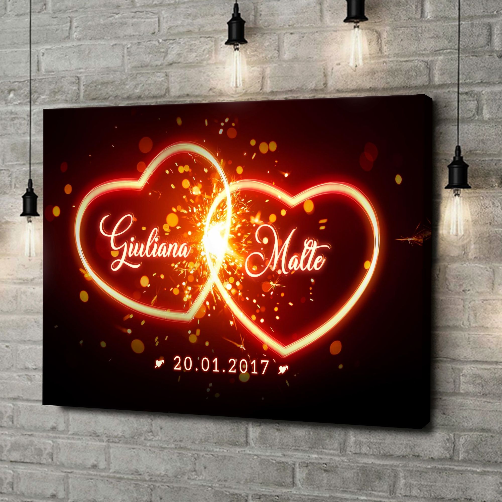 Liebesleinwand als Geschenk Glühende Herzen