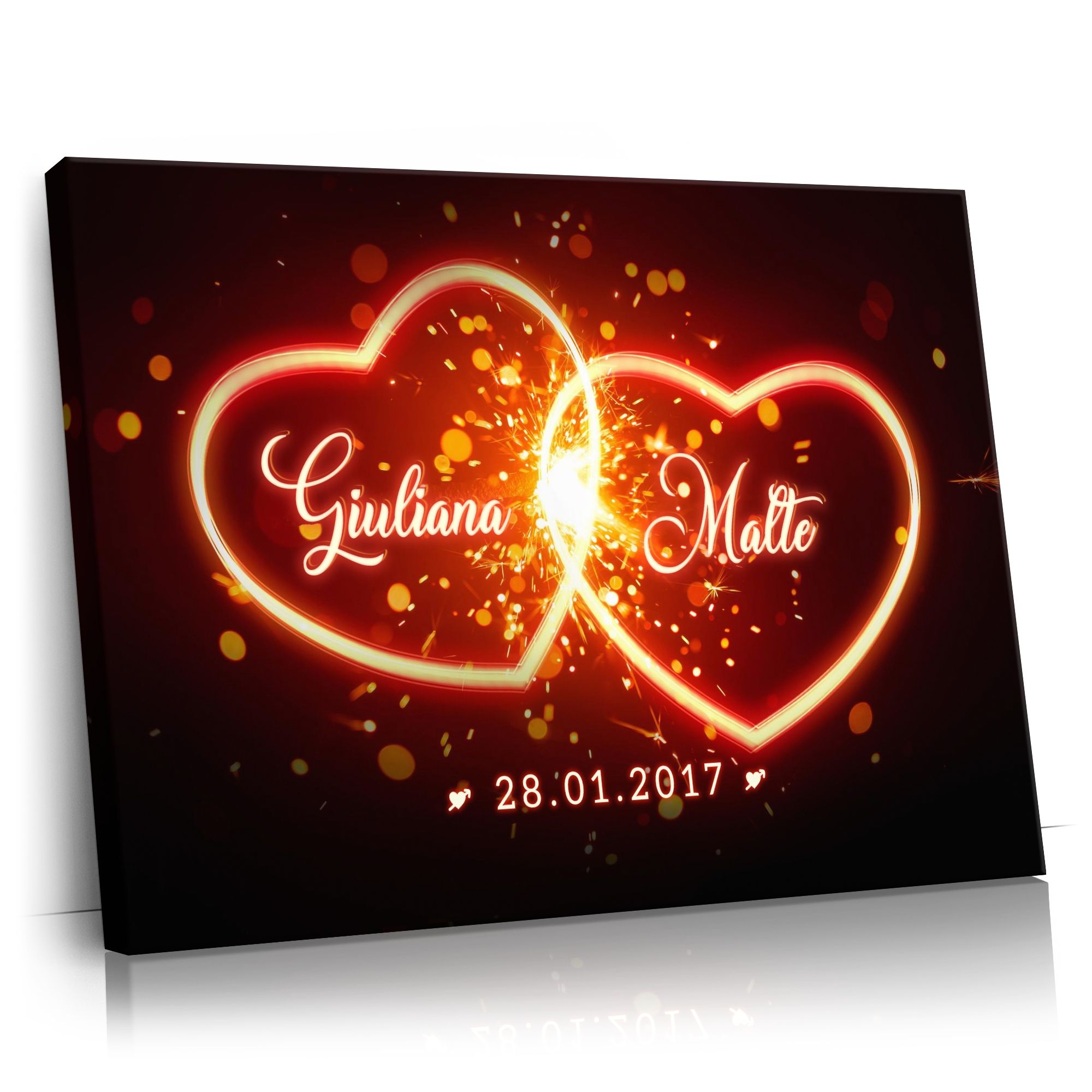 Personalisierbares Geschenk Glühende Herzen